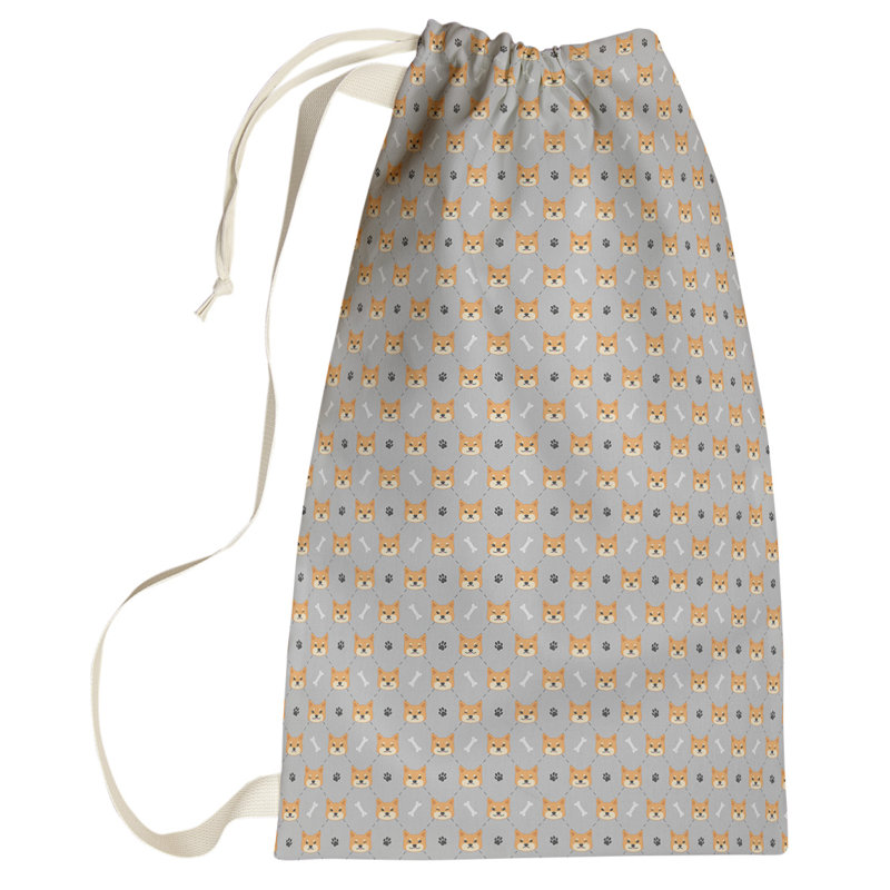 Sac à linge Shiba Inu, Grand (H 76,5 po x l 29,5 po x P 1,5 po), Gris