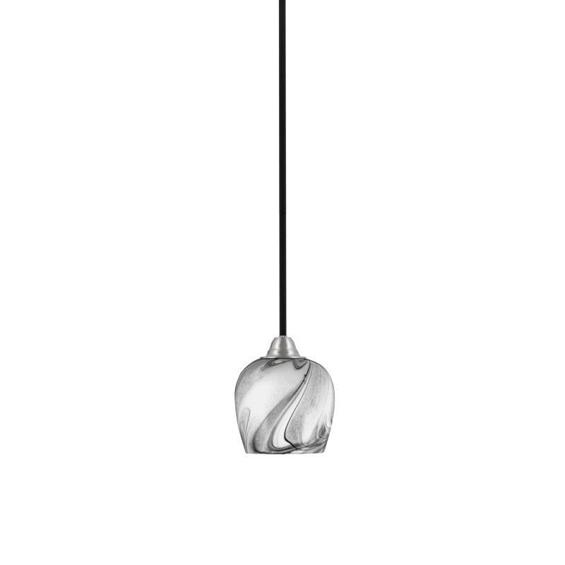 Luminaire suspendu suspendu Paramount avec verre de 6 po, Verre torsadé onyx, Noir mat/nickel brossé