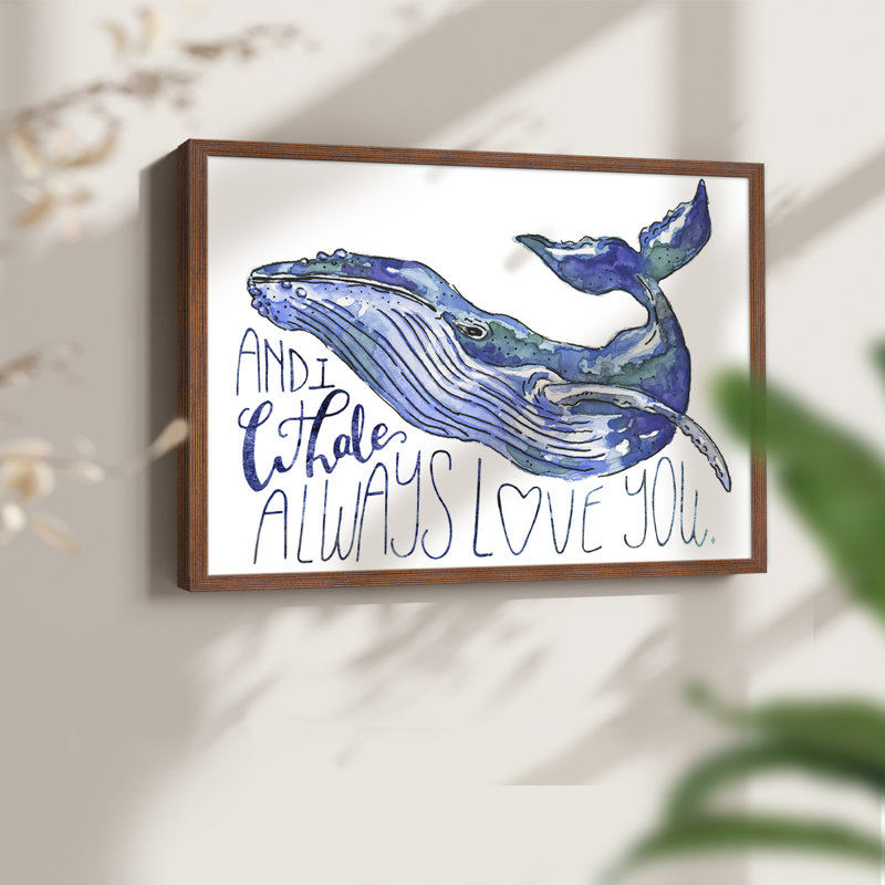 «Whale Love I», reproduction encadrée - Restickable, Noyer, H 22 po x l 28 po