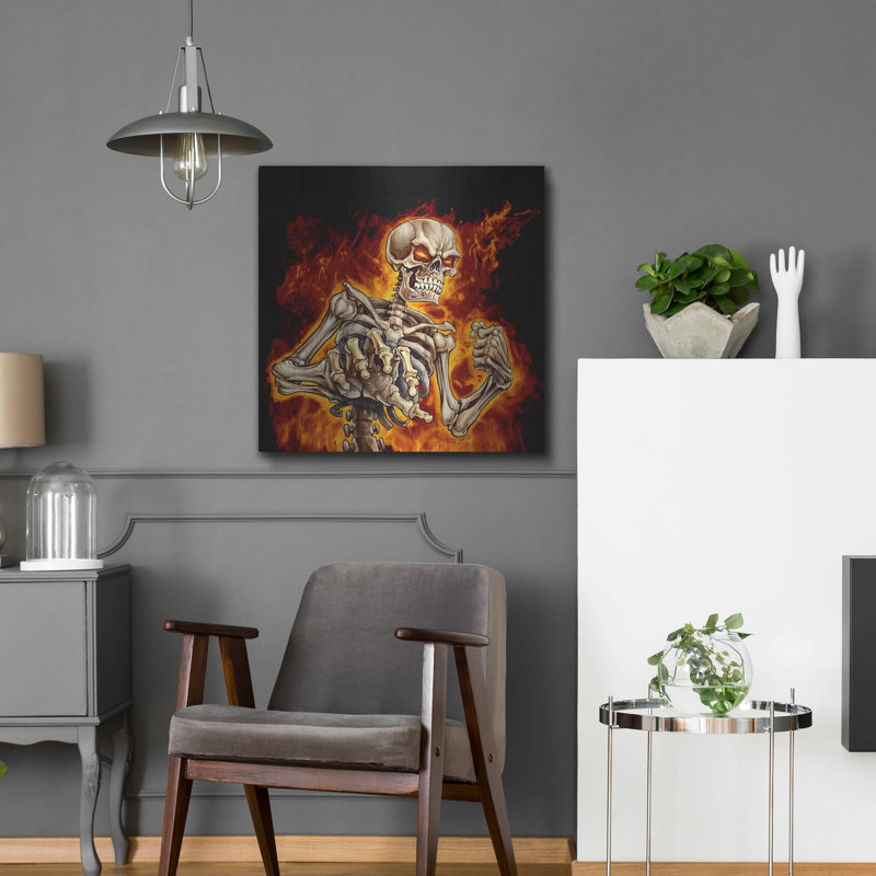 Trinx «Skeleton With Fire» par Flyland Designs, art mural en métal, H 24 po x l 24 po
