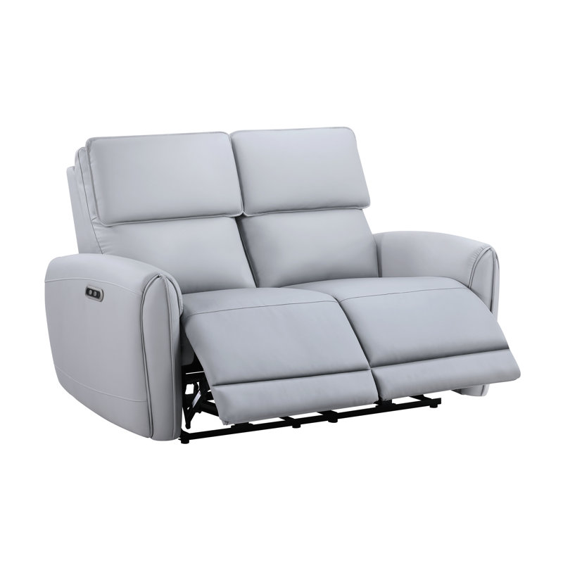 Power Motion en cuir synthétique gris, / port type C, siège et dossier serrés, ressorts ensachés, profondeur de 22 po, hauteur du produit avec hauteur de 40 po, poids du colis de 165 lb