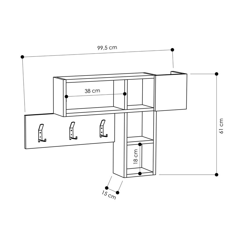 Kishma Modern Hall Stand with Coat Rack & Shelves, Sonoma Oak & Anthracite, 39.2 x 24.0 x 5.9 inches | 100% Melamine Coated Particle Board, Perfect for Entryway Organization | Wall-Mountable, Stylish & Functional Design