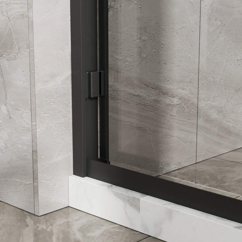 Shower Door 60 In. X 72 - Clear Tempered Glass, Matte Black, Fashionable 60"X72" Enclosure Superior