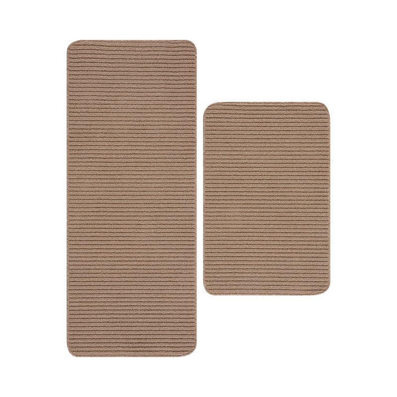 Arturas Solid Colour Synthetic Non-Skid Kitchen Mat, Beige