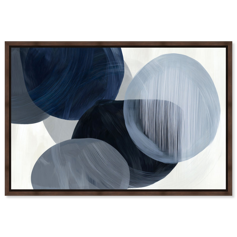 Art mural encadré "Overlaping Blues III" par Art Remedy, cadre argenté, 36 x 24, H 25 po x l 37 po, Cadre acrylique argenté