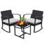 Ensemble de chaises berçantes d'extérieur 3 pièces, ensembles de sièges avec coussins et table-1040229108