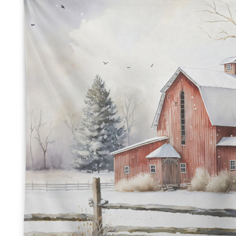 Tapisserie «Polyester Church in Country pendant l'hiver III», H 50 po x l 60 po