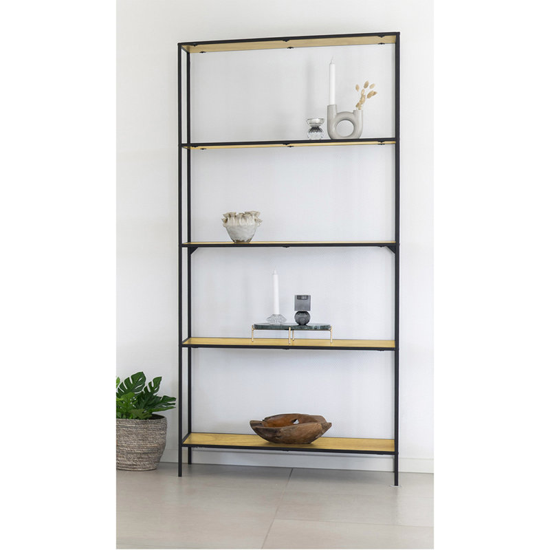 Kestwick 170cm H x 80cm W Steel Standard Bookcase, Natural - 170cm H x 80cm W x 36cm D