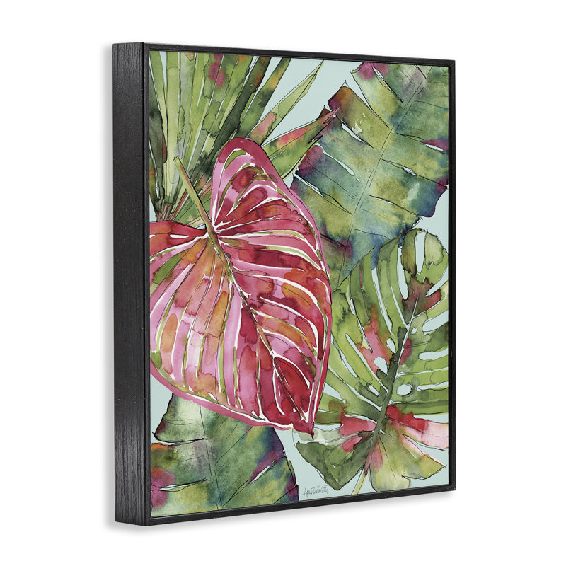 Rose et vert Palm Springs, estampe numérique, design par Anne Tavoletti, H 30 po x l 24 po, Giclée encadrée noir minuit