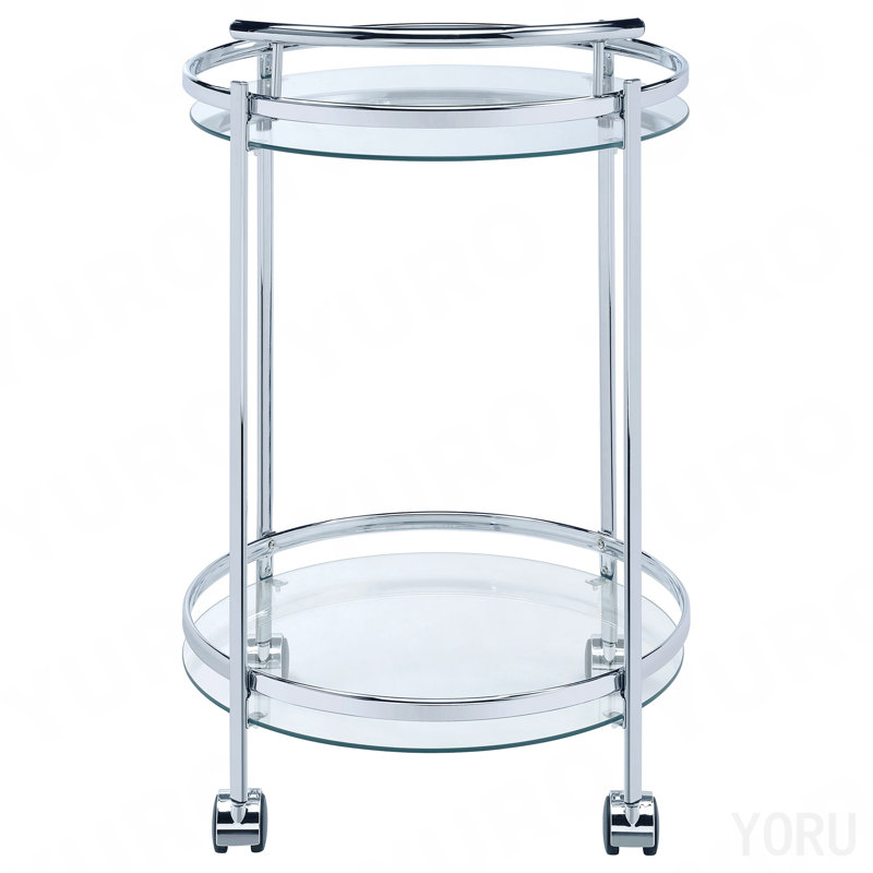 Chariot-bar en verre chromé