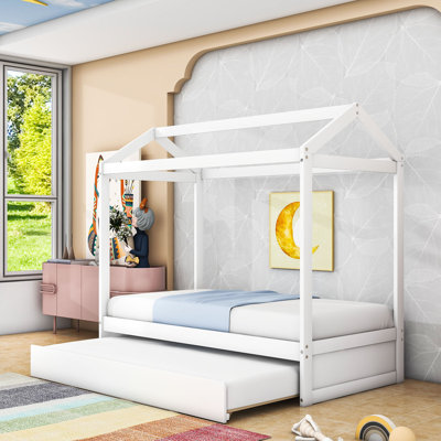 Lit simple en bois avec lit gigogne simple et lattes robustes