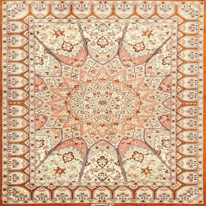 Tapis oriental rouge / beige, Rond 7 pi