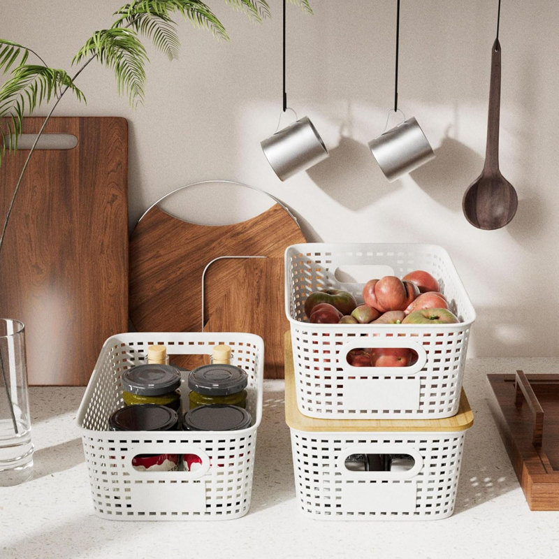 Boîte de rangement en plastique pour poire avec couvercle en bambou