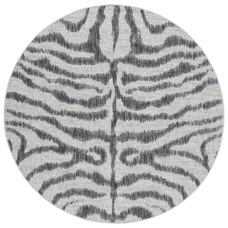 Courtyard Performance Animal Print Indoor/Outdoor Area Rug, Round 6'7"