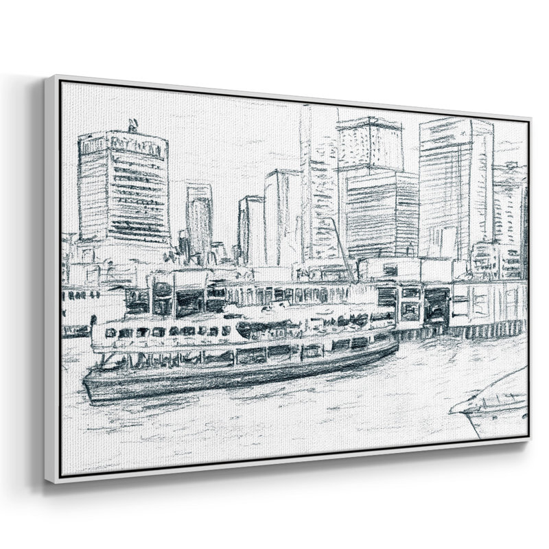 Ferrybatches IV, reproduction d'art sur toile, Toile avec cadre blanc, H 25 po x l 37 po x P 2 po