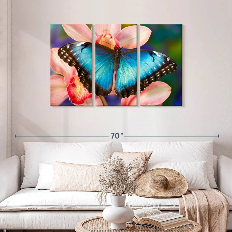 Butterfly On Orchids, 28" H x 45" W