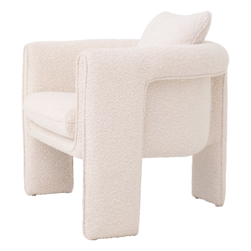 Toto Barrel Chair, Bouclé Cream Polyester Blend