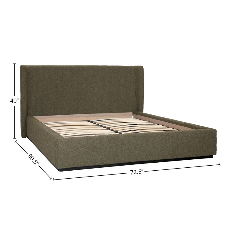 Lit plateforme tapissier Wolcott, Grand lit, Vert olive