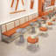 Banc rembourré en similicuir de style industriel