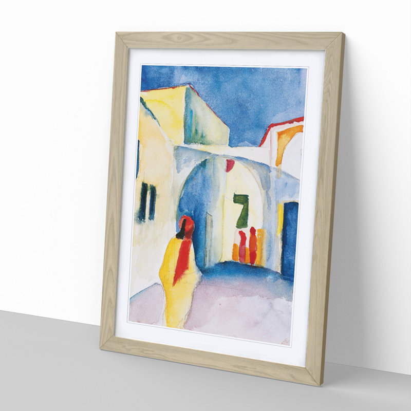 View into a Lane by August Macke - Picture Frame Painting, 48cm H x 36cm W x 2cm D, Oak Framed