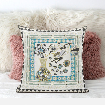 Coussin décoratif à motif floral 16 po x 16 po