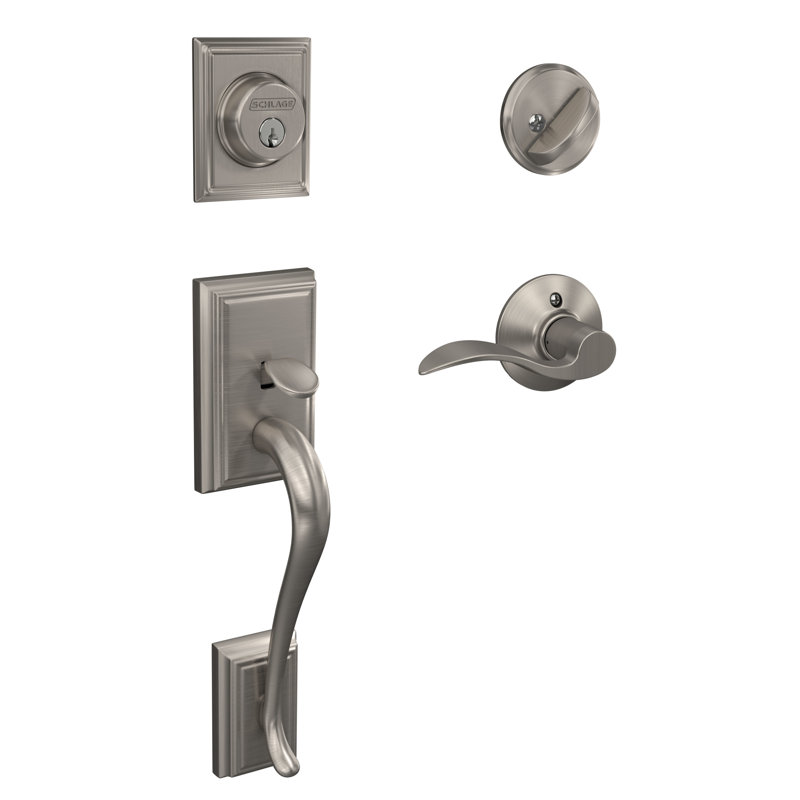 Ensemble de poignée Addison avec pêne dormant, levier de porte et rosette, Nickel satiné