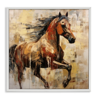 Az-080-Framed " Modern Brown Horse " by Irena Orlov
