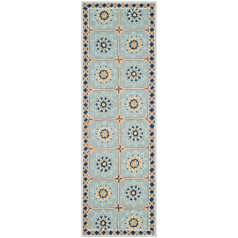 Midori Hand Hooked Performance Geometric Rug, Runner 2'6" x 8'