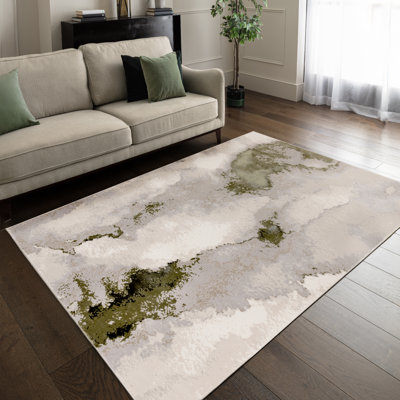 Caydren Abstract Beige/Green Area Rug