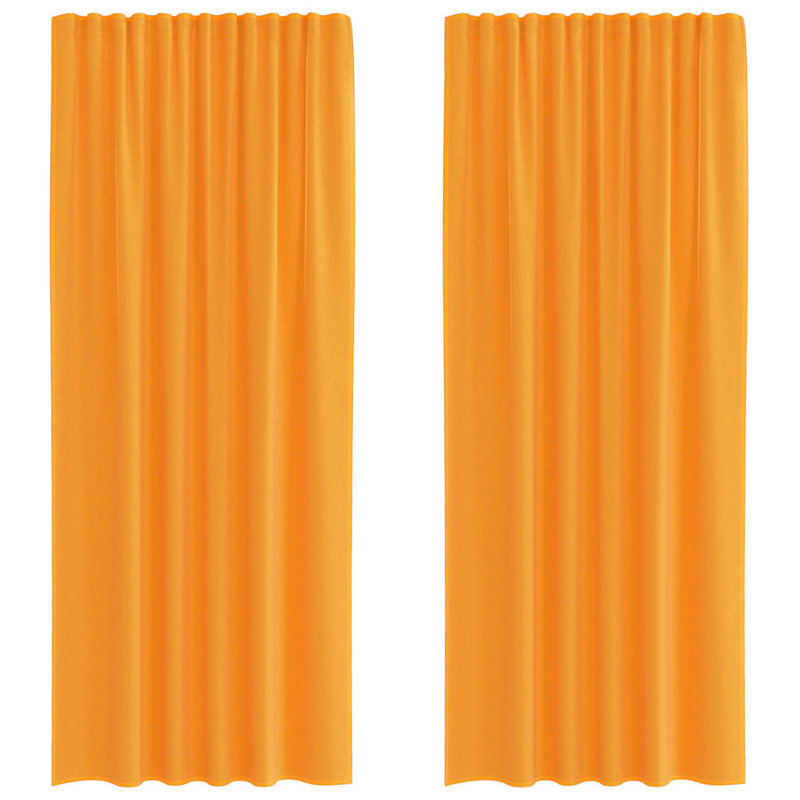 Voile Curtains With Rod Pockets 2 Pcs, 140cm Width x 225cm Drop, Orange