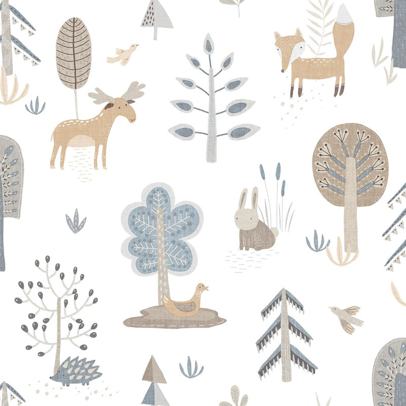Nerijus Little Explorers 2 Country Animals Wallpaper Roll, Blue