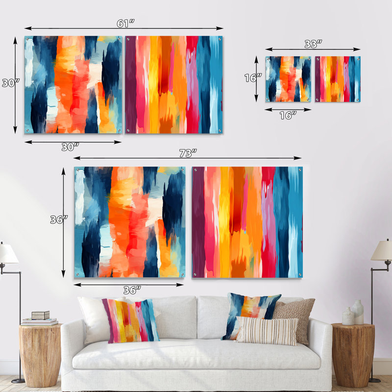 Collton - Ensemble de 2 peintures murales abstraites en acrylique, H 16 po x l 33 po