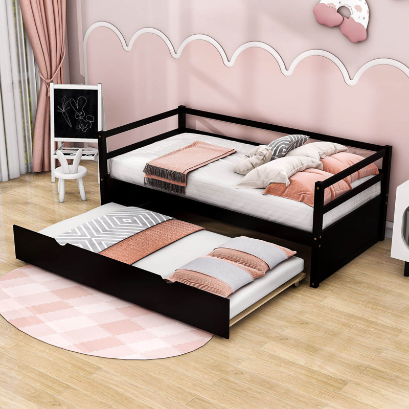 Emorie Twin Size Wood Daybed with Trundle, Espresso