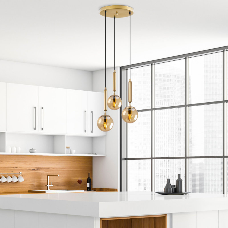 Arona 3 - Light Black/Gold Cluster Pendant