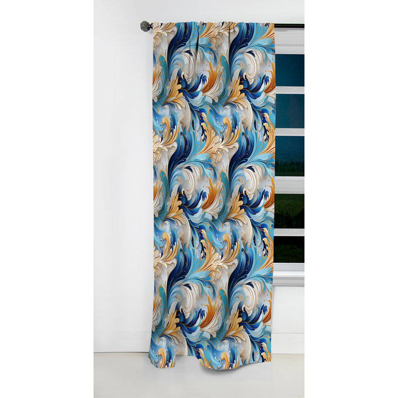 Tribal Fusion Marble Motif I - Rideau de marbre abstrait - Rideau de marbre occultant - 1 panneaux, L 52 po x L 90 po