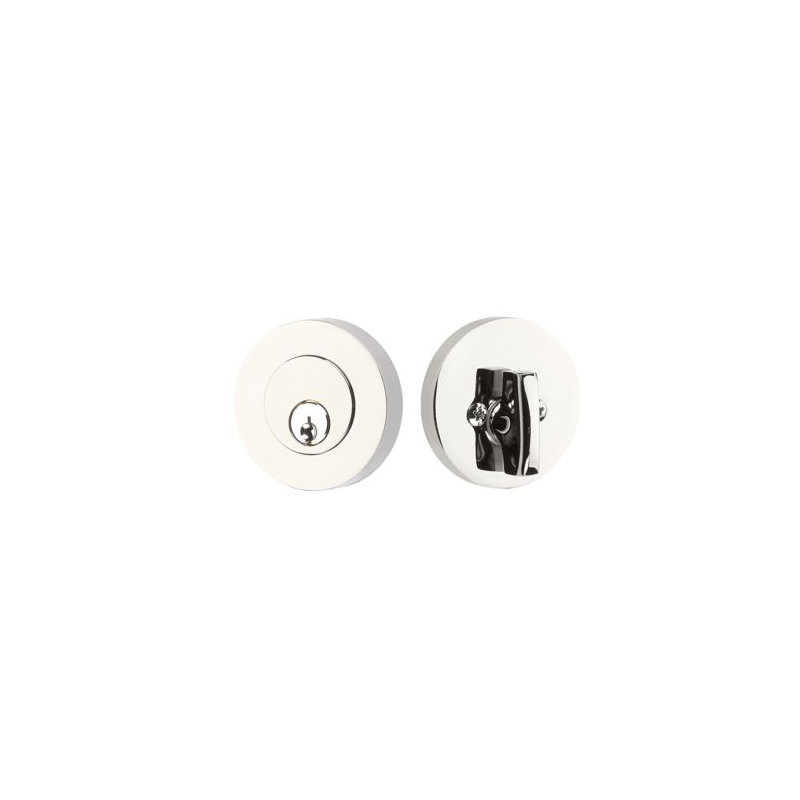 Modern Disc Single Cylinder Deadbolt For 1-3/8" To 2-1/8" Door Oil Rubbed Bronze Finish, Polished Nickel