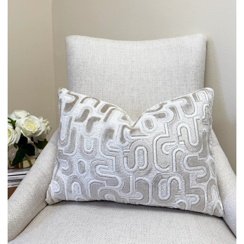 Housse de coussin en velours Retro Graphic, Ivoire ivoire, 14 x 20 po