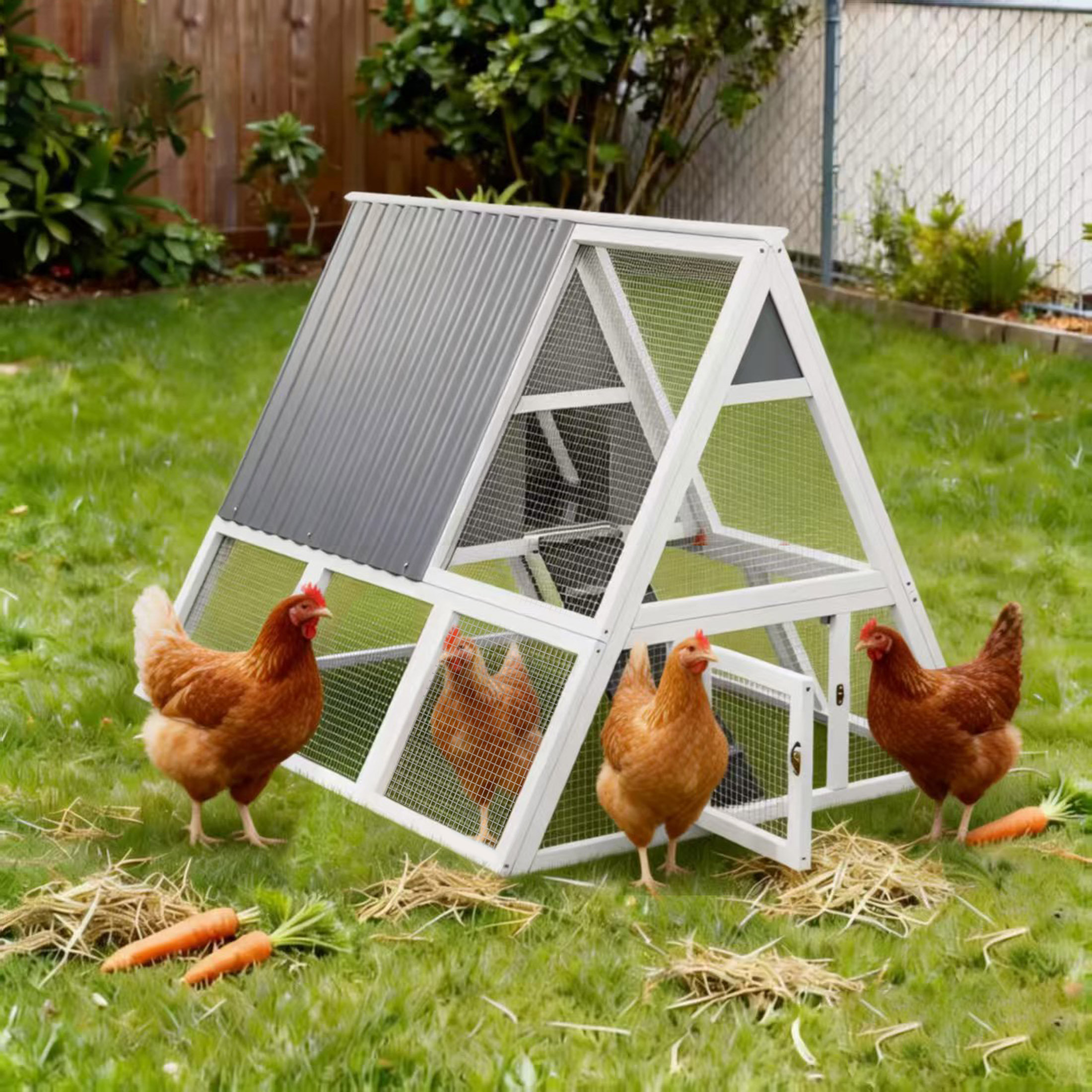 Triangular Chicken MACRLET Large Weatherproof Triangular Chicken Coop With Nesting Box ...