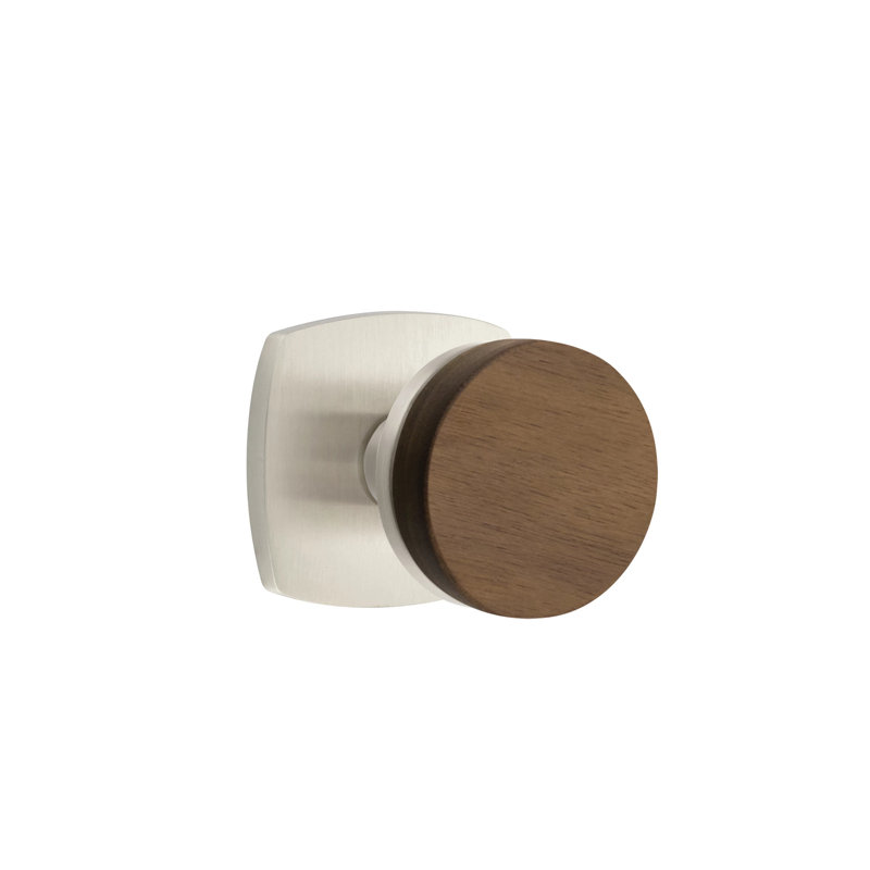 Ensemble de boutons de passage Emtek Select avec rosette Urban Modern et tige conique, bouton en noyer foncé (CF)