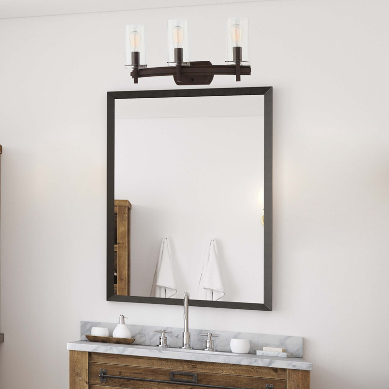 Regina 24" Bronze Dimmable 3-Light Vanity Fixture with Clear Glass Shades