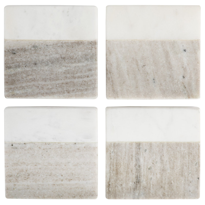 Ensemble de sous-verres en marbre gris clair Laurie Gates