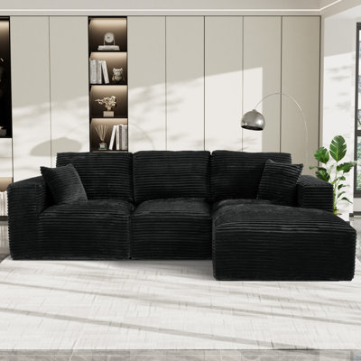 Canapé modulaire en velours côtelé avec méridienne Corduroy