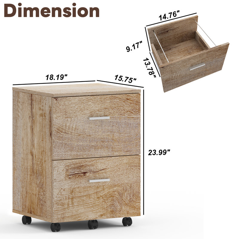 Demetres 2 Drawer Storage Drawer, Walnut