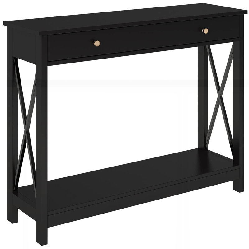 39.4" W Console Table With 2 Drawers, Black