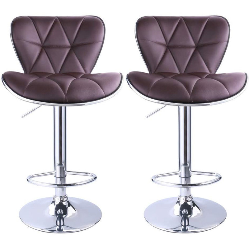 Tabouret de comptoir pivotant à hauteur réglable 32,5 po Anjolee avec structure en métal, Marron