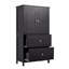 Armoire de rangement noire avec tablettes et tiroirs réglables