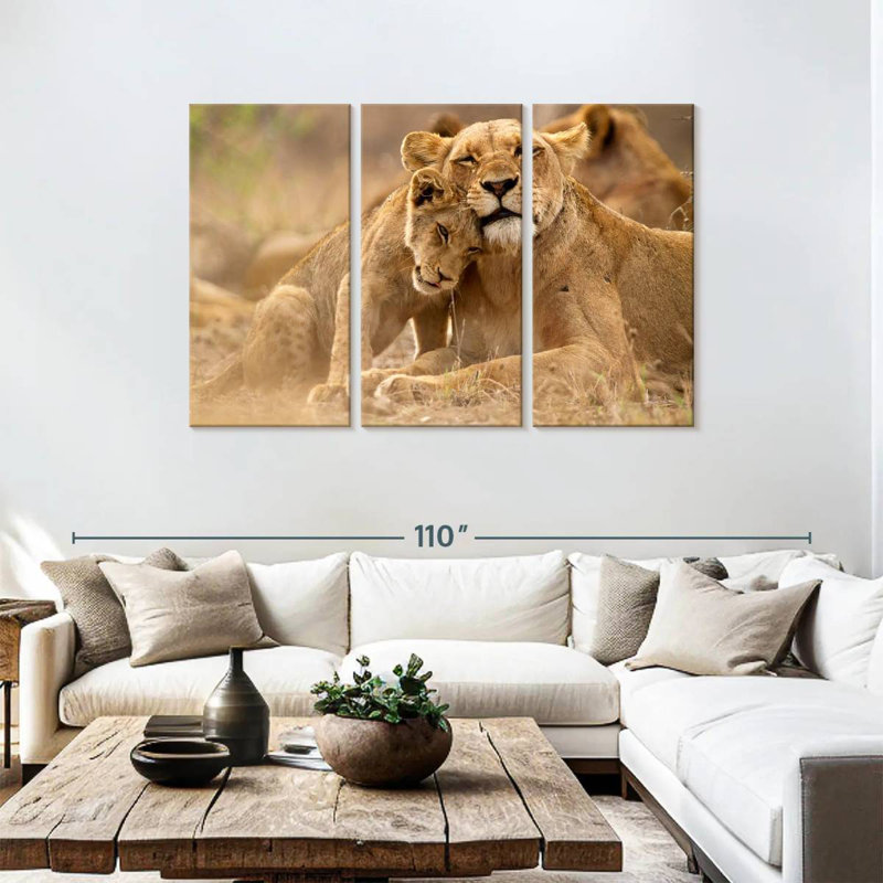 Brampt Lioness And Cub, 48" H x 74" W