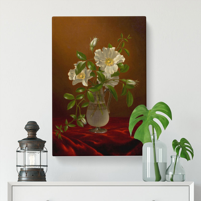 Cherokee Roses In A Vase by Martin Johnson Heade - Wrapped Canvas Painting, 50cm H x 35cm W x 3cm D