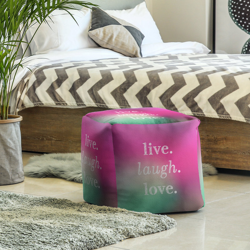 Upholstered Ottoman, Fuchsia/Green