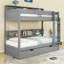 Lit superposé élégant en bois avec tablettes de rangement intégrées et lit gigogne escamotable-1252039098-1252039099